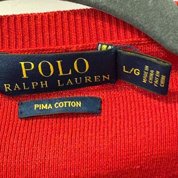 Ralph Lauren Men's V-Neck Sweater in Bold Red Size Large - Picture 2 of 4